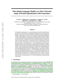 Fine-tuning Language Models over Slow Networks using Activation
  Compression with Guarantees