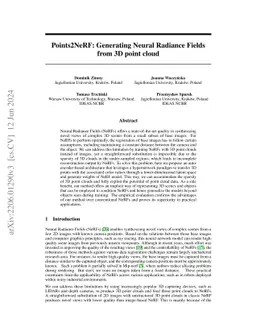 Points2NeRF: Generating Neural Radiance Fields from 3D point cloud