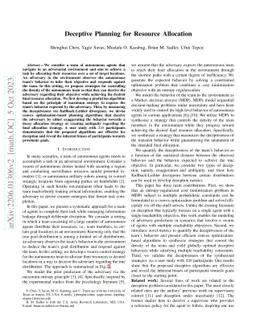 Deceptive Planning for Resource Allocation