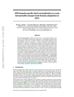 SPD domain-specific batch normalization to crack interpretable
  unsupervised domain adaptation in EEG