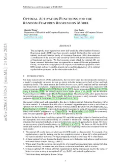 Optimal Activation Functions for the Random Features Regression Model