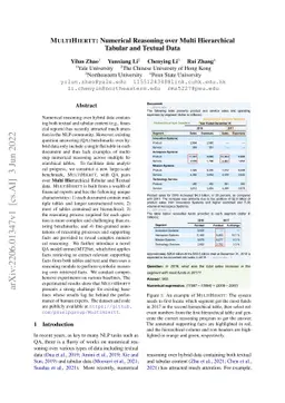 MultiHiertt: Numerical Reasoning over Multi Hierarchical Tabular and
  Textual Data