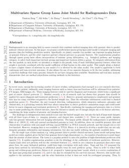 Multivariate Sparse Group Lasso Joint Model for Radiogenomics Data