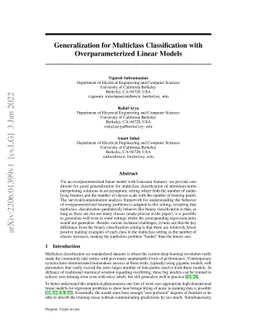 Generalization for multiclass classification with overparameterized
  linear models