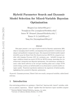 Hybrid Parameter Search and Dynamic Model Selection for Mixed-Variable
  Bayesian Optimization