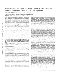12 Years of Self-tracking for Promoting Physical Activity from a User
  Diversity Perspective: Taking Stock and Thinking Ahead