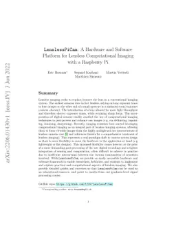 LenslessPiCam: A Hardware and Software Platform for Lensless
  Computational Imaging with a Raspberry Pi