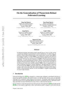 On the Generalization of Wasserstein Robust Federated Learning