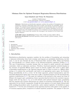 Minimax Rate for Optimal Transport Regression Between Distributions