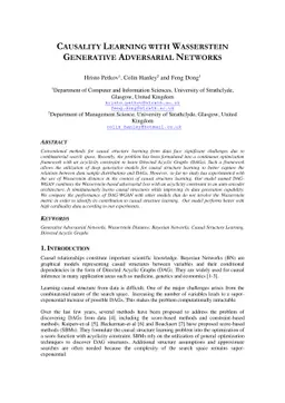 Causality Learning With Wasserstein Generative Adversarial Networks