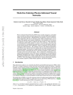 Mesh-free Eulerian Physics-Informed Neural Networks