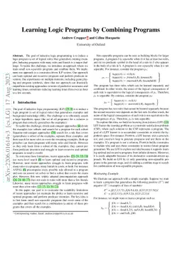 Learning logic programs by combining programs