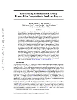 Reincarnating Reinforcement Learning: Reusing Prior Computation to
  Accelerate Progress