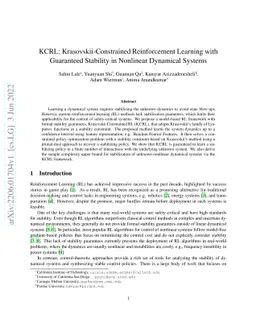 KCRL: Krasovskii-Constrained Reinforcement Learning with Guaranteed
  Stability in Nonlinear Dynamical Systems