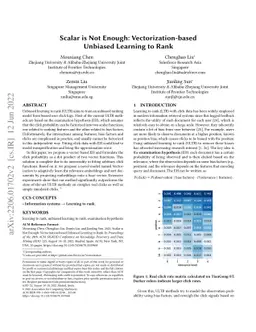 Scalar is Not Enough: Vectorization-based Unbiased Learning to Rank