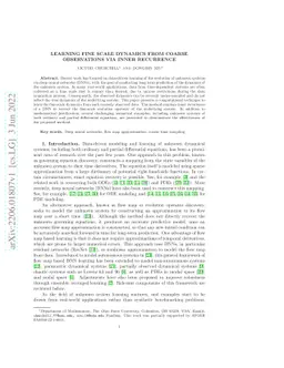 Learning Fine Scale Dynamics from Coarse Observations via Inner
  Recurrence