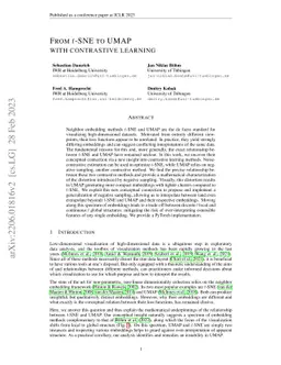 From $t$-SNE to UMAP with contrastive learning