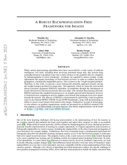 A Robust Backpropagation-Free Framework for Images