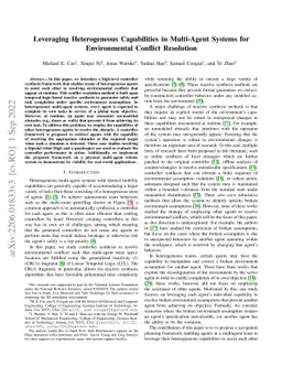 Leveraging Heterogeneous Capabilities in Multi-Agent Systems for
  Environmental Conflict Resolution