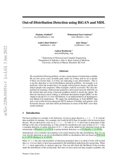 Out-of-Distribution Detection using BiGAN and MDL