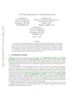 An Unpooling Layer for Graph Generation