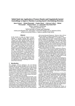 Initial Study into Application of Feature Density and
  Linguistically-backed Embedding to Improve Machine Learning-based
  Cyberbullying Detection