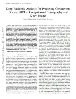 Deep Radiomic Analysis for Predicting Coronavirus Disease 2019 in
  Computerized Tomography and X-ray Images