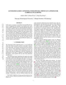 Automated Audio Captioning with Epochal Difficult Captions for
  Curriculum Learning