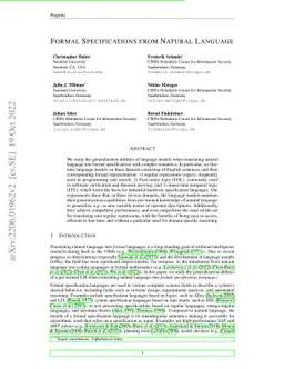 Formal Specifications from Natural Language