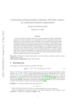 Constructing unbiased gradient estimators with finite variance for
  conditional stochastic optimization