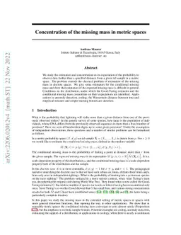Concentration of the missing mass in metric spaces