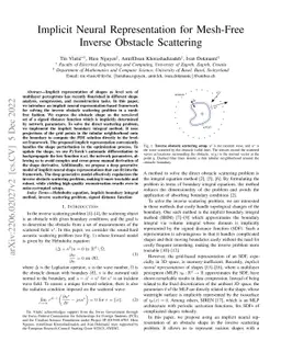 Implicit Neural Representation for Mesh-Free Inverse Obstacle Scattering