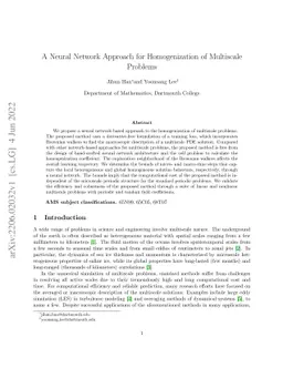 A Neural Network Approach for Homogenization of Multiscale Problems