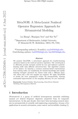 MetaNOR: A Meta-Learnt Nonlocal Operator Regression Approach for
  Metamaterial Modeling