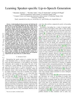 Learning Speaker-specific Lip-to-Speech Generation