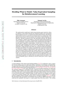 Deciding What to Model: Value-Equivalent Sampling for Reinforcement
  Learning