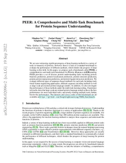 PEER: A Comprehensive and Multi-Task Benchmark for Protein Sequence
  Understanding
