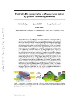 ContraCLIP: Interpretable GAN generation driven by pairs of contrasting
  sentences