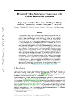 Recurrent Video Restoration Transformer with Guided Deformable Attention