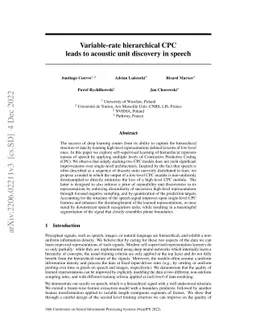 Variable-rate hierarchical CPC leads to acoustic unit discovery in
  speech