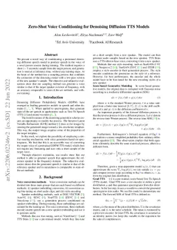 Zero-Shot Voice Conditioning for Denoising Diffusion TTS Models