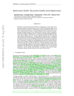 Diffusion-GAN: Training GANs with Diffusion