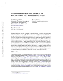 Annotation Error Detection: Analyzing the Past and Present for a More
  Coherent Future