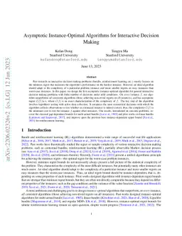 Asymptotic Instance-Optimal Algorithms for Interactive Decision Making