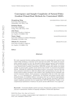 Convergence and sample complexity of natural policy gradient primal-dual methods for constrained MDPs