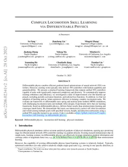 Complex Locomotion Skill Learning via Differentiable Physics