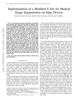 Implementation of a Modified U-Net for Medical Image Segmentation on
  Edge Devices