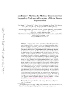 mmFormer: Multimodal Medical Transformer for Incomplete Multimodal
  Learning of Brain Tumor Segmentation