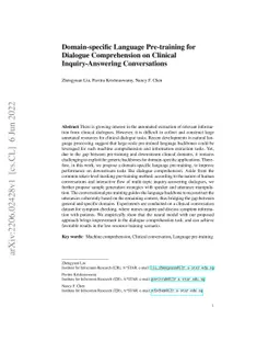 Domain-specific Language Pre-training for Dialogue Comprehension on
  Clinical Inquiry-Answering Conversations