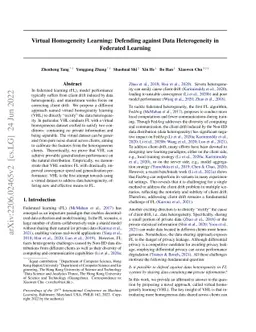 Virtual Homogeneity Learning: Defending against Data Heterogeneity in
  Federated Learning